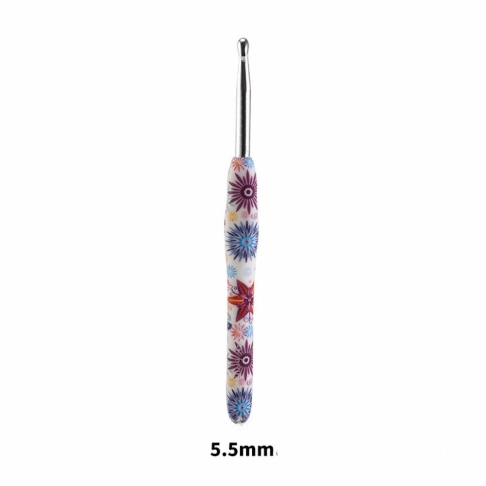 Sunflower Printed Handle Knitting Needles Fine Hook Head Doll Weaving Hooks For Doll Weaving