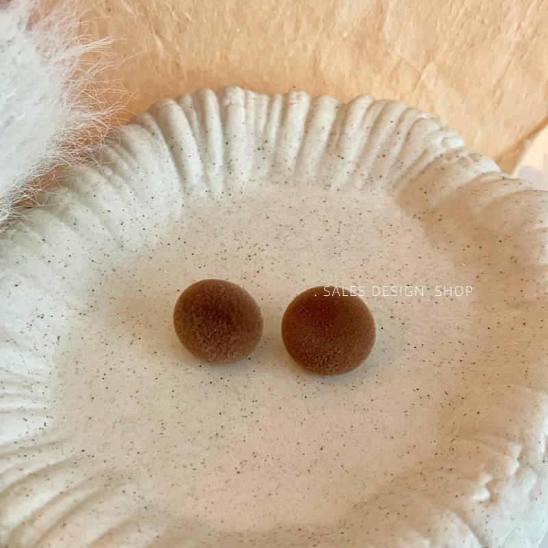 Bunte Beflockte Runde Französische Steckerohrringe - High-End Mode, Luxuriöser und Vielseitiger Damenschmuck