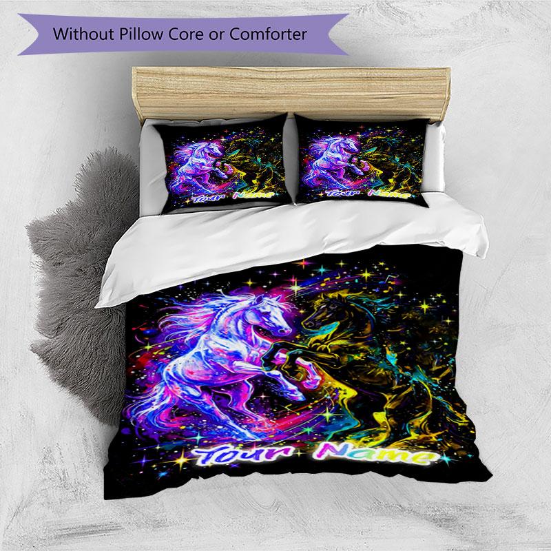 3PC Custom Name Galactic Horse Dance bedding,soft and breathable,2D flat print,room decor.,Poster Three-piece set,Soccer Three-piece set,Art,Poster,So