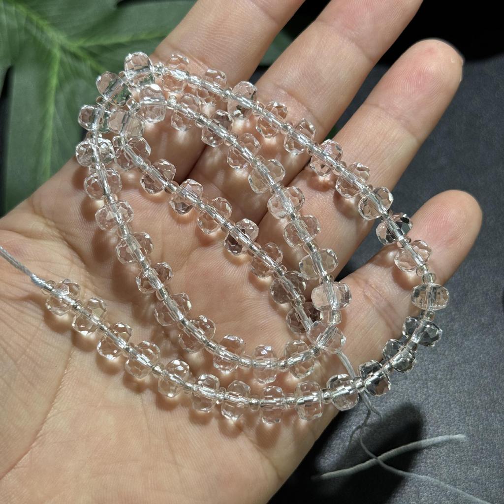 Natural Clear Quartz Wheel-Cut Loose Beads, 7x4.8mm, for DIY Jewelry Making