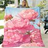 1pc Summer Elements Floral Pattern Fleece Blanket - Ultra-Soft And Warm All-Season Machine Washable, Vibrant Pink Peonies And Blossoms Digital Print F