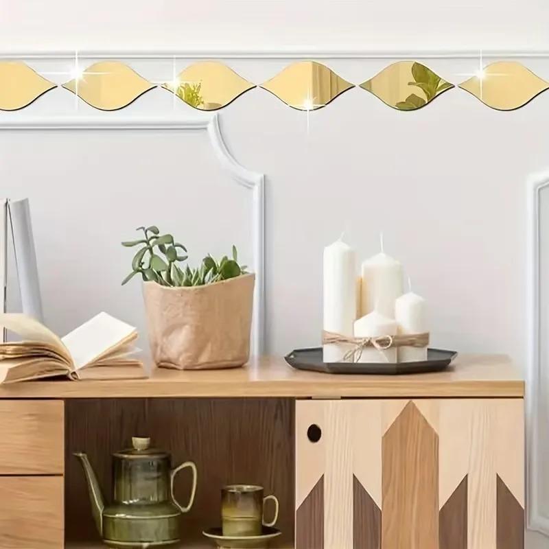 30/6 Stück Acryl 3D Spiegel Abnehmbarer Wandaufkleber Heimdeko DIY Selbstklebende Spiegel Aufkleber für Wohnzimmer Kunst Wanddekoration