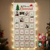 Christmas Picture Countdown Board Photo Advent Calendar with Christmas Clips Reusable Photo Display Collage Board with LED Light for Festival Memory
