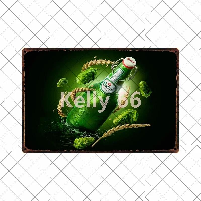 [Kelly66] Grolsch Herfst Bok Bere Rece Aici Artă din tablă Placă metalică Decor pentru casă Pictură 20*30 CM Mărime Dy221