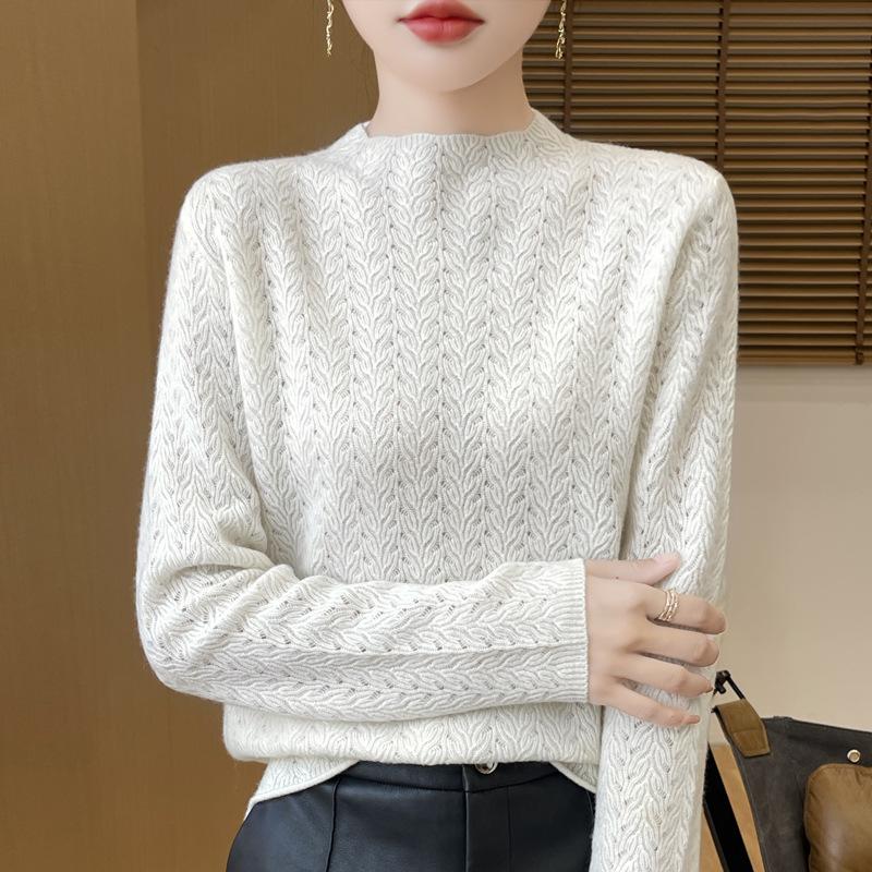 24 Autumn and winter new pullover sweater women's Andy velvet semi-turtleneck knitted bottoming shirt women's slim factory
