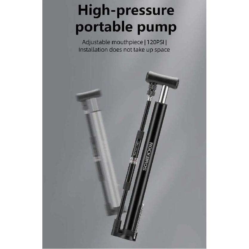 ROCKBROS 120Psi Bicycle Pump Portable Air Inflator Bike Pump With Gauge AV FV Schrader Presta Valve Pump Cycling Accessories
