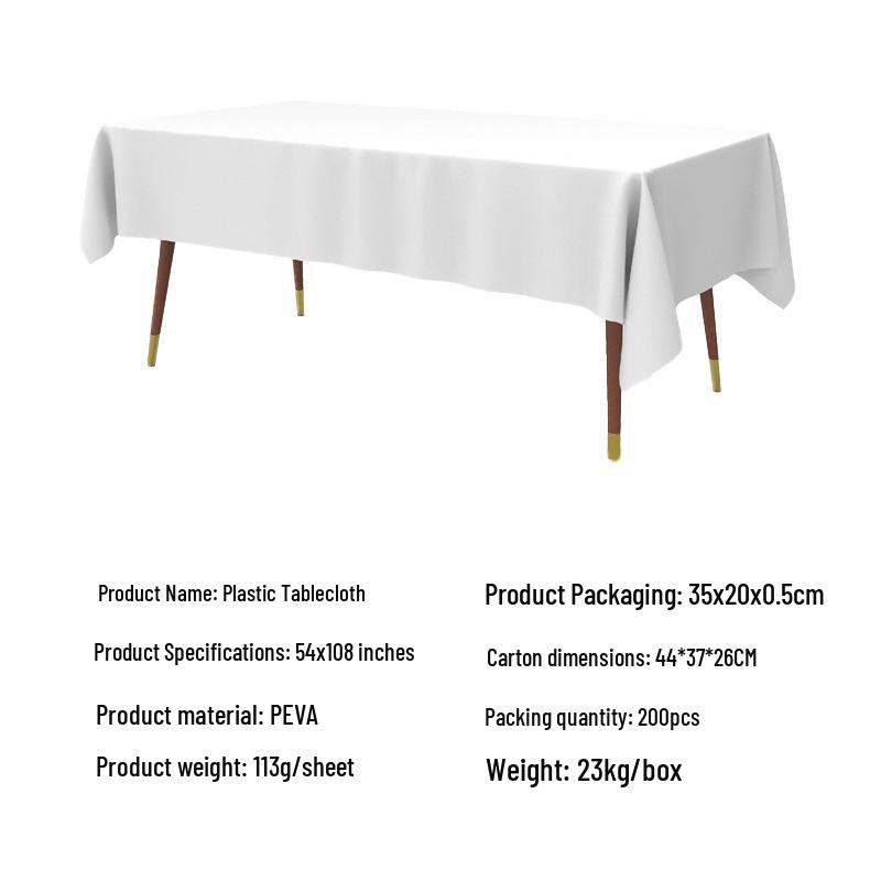 Disposable Waterproof Rectangular Solid Color Tablecloth for Parties