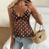 European and American Summer New Polka Dot Mesh Sling Vest Women's V-neck Waist Thin Spice Girl Short Top