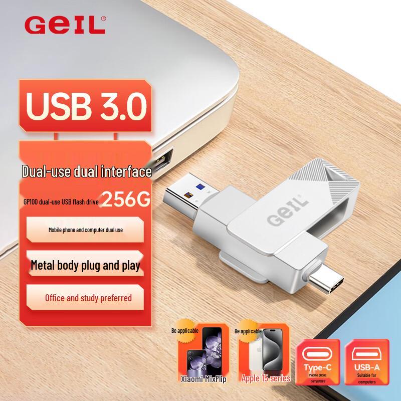 

GEIL GP100 Series USB 3.0 Type-C OTG Dual-Interface Flash Drive 256GB
