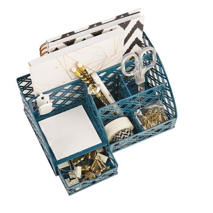 Organisateur De Bureau - EXERZ - EX348F7 - Métal - 7 Compartiments - Bleu Égéen