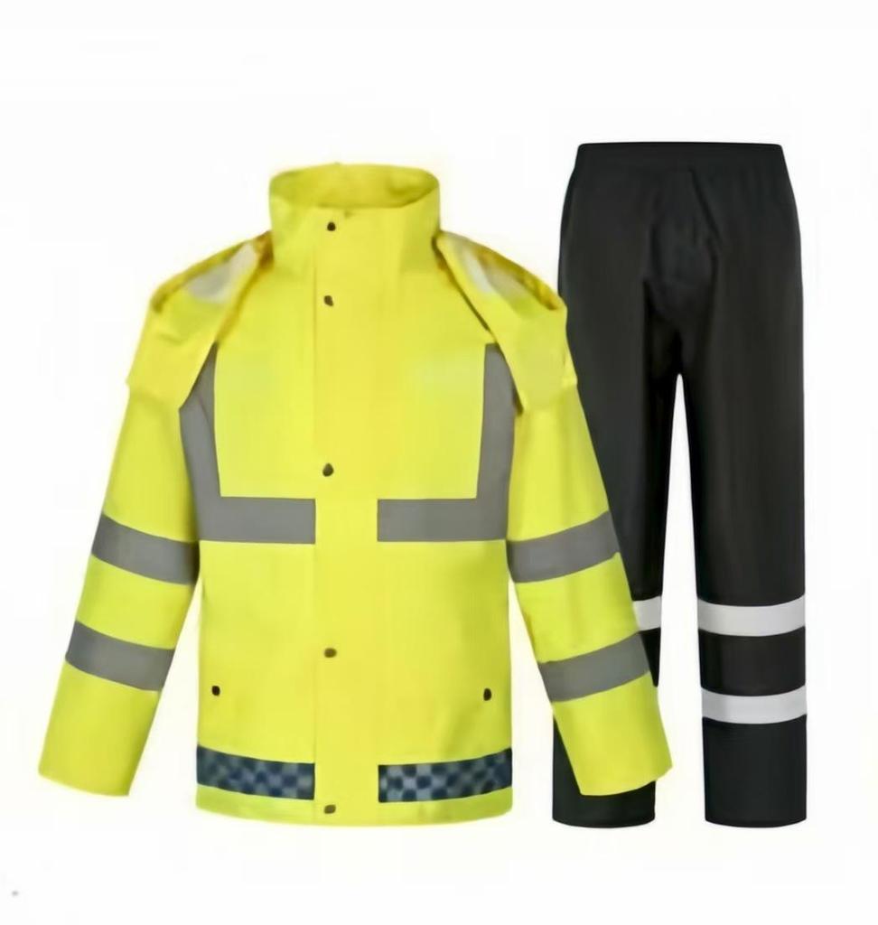 Reflective Raincoat & Pants Set - Thickened PU Oxford Cloth for Traffic & Sanitation, Stormproof