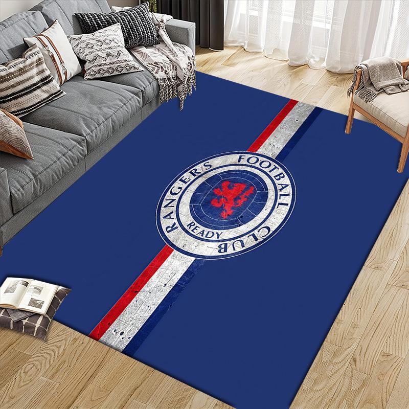 Rangers FC Flannel Pattern Square Carpet,Area Rug,Carpet Rug for Living Room Bedroom Sofa Playroom Decor,Non-slip Floor Mat