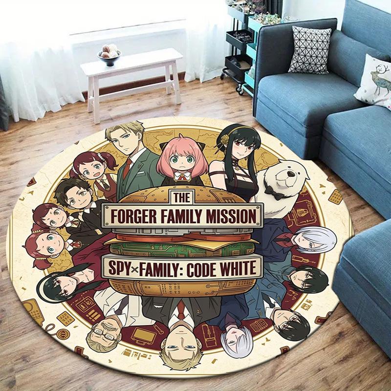 Spy Family Round Area Rug Carpet Rug For Living Room Bedroom Sofa Playroom Decor Nonslip Floor Mat