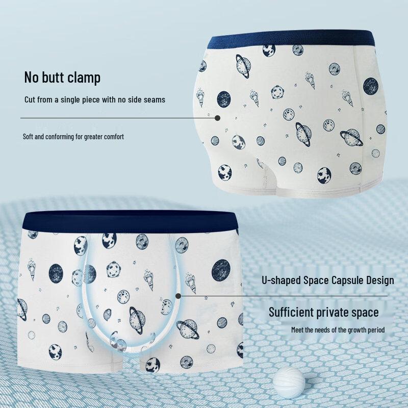 Mao Ren Boys' 4-Pack Pure Cotton Boxer Briefs