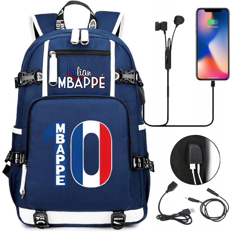 Soccer Print Backpack for Teens Casual Travel USB Charging Student Bookbag Sports Backpack Large Capacity