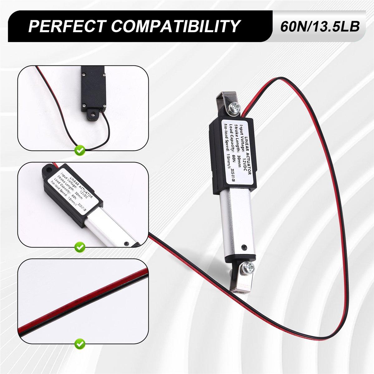 

BHBL Micro-Type Linear Actuator,1In Stroke,60N/13.5lb,Speed 15mm/S Mini Electric Waterproof Actuator Motor LinearActuator 12V China Mainland