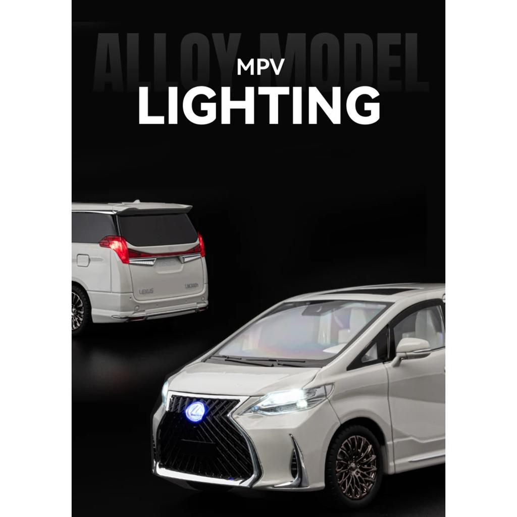 1/18 Lexus LM300 Electric Door MPV Alloy Car Model Sound and Light Pull Back Children's Toy Collectibles Birthday Gift Boyfriend