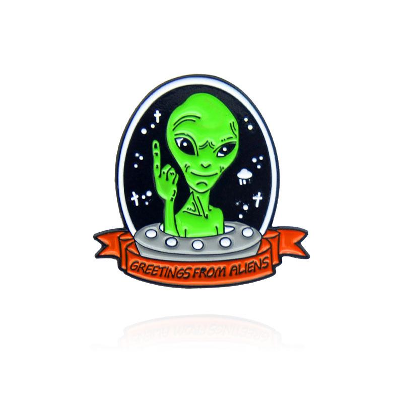 Alien Spaceship Enamel Pin - Creative and Trendy Fashion Accessory cc188
