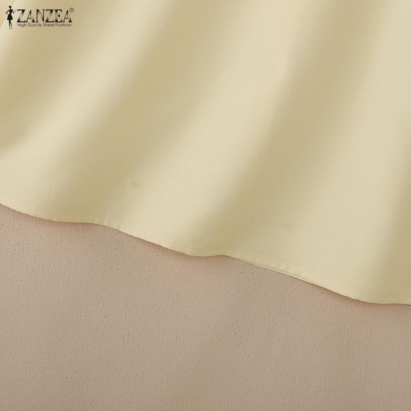 ZANZEA Women Casual Round Neck Solid Color 3/4 Sleeve Blouse
