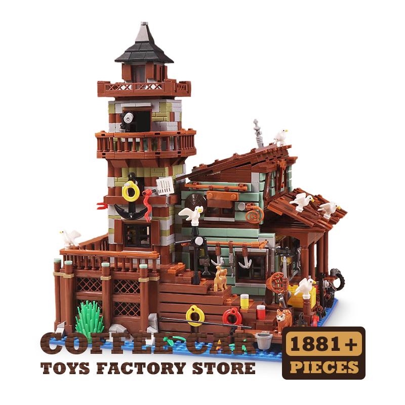 

Fishing Village Cabin House Micro Bricks Model Fisherman Shop Bricks MOC Sets City View Wharf Building Toys Adult Children Gifts