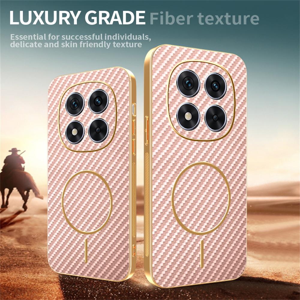 For Xiaomi Redmi Note 14 Pro 5G/Poco X7 5G Phone Case Carbon Fiber Textured Electroplated TPU Back Cover