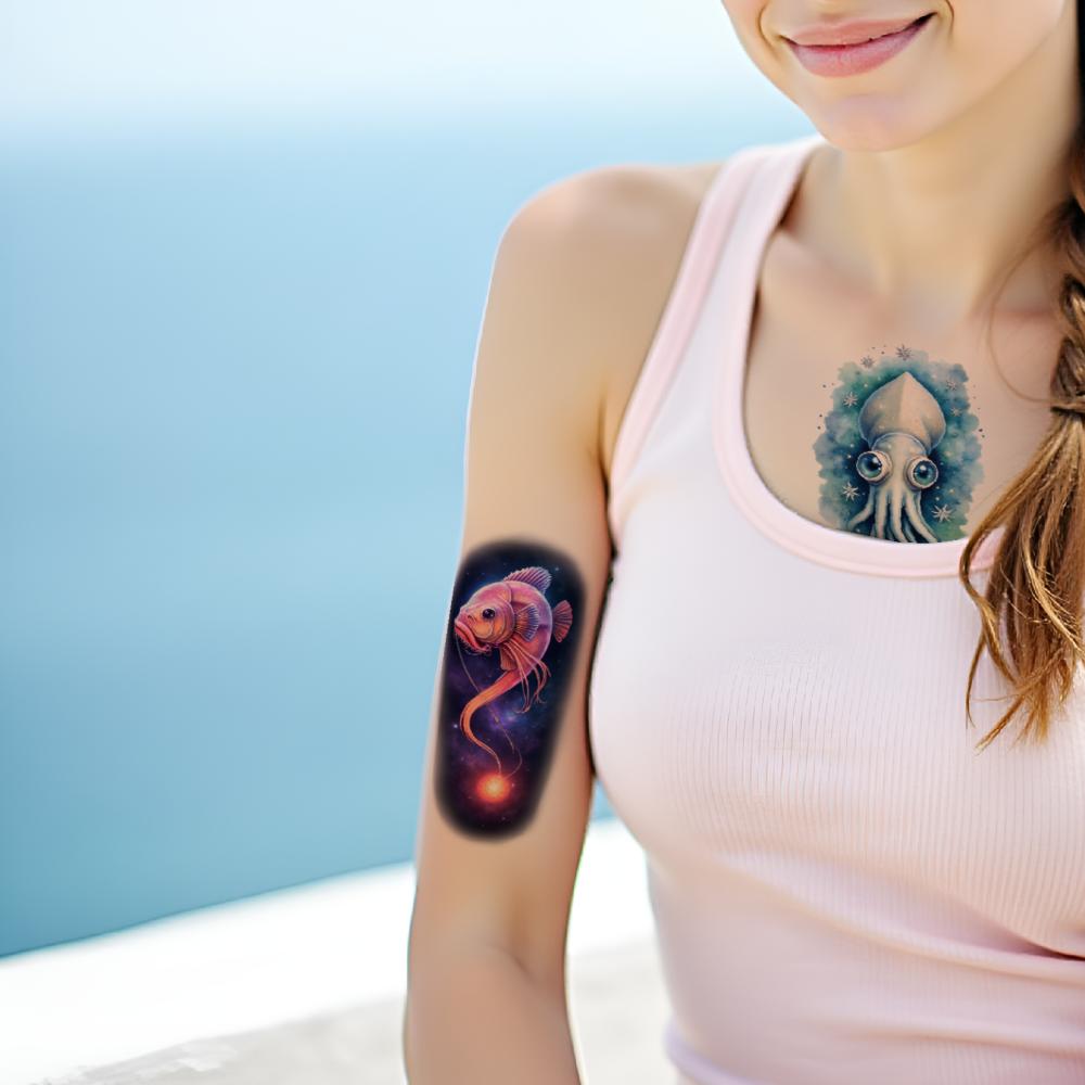 12 Stück Temporäre Tattoos Wasserdicht Langlebig Körperaufkleber Seepferdchen Meeresleben Algen Für Arme Oberschenkel Erwachsene