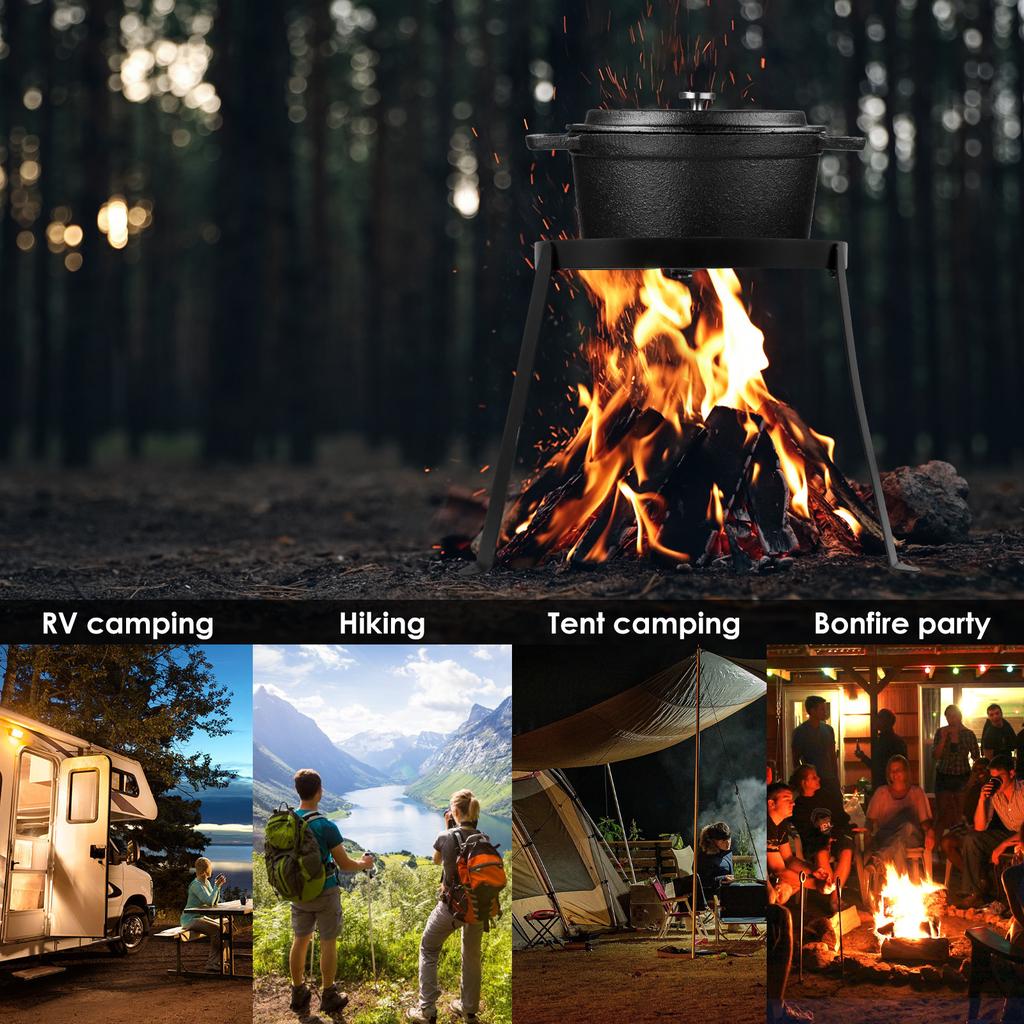 Camping Tripod Stand for Cooking Open Campfire Tripod for Dutch Oven Pot Rustproof Fire Pit Stand Outdoor Travel Camping Tools