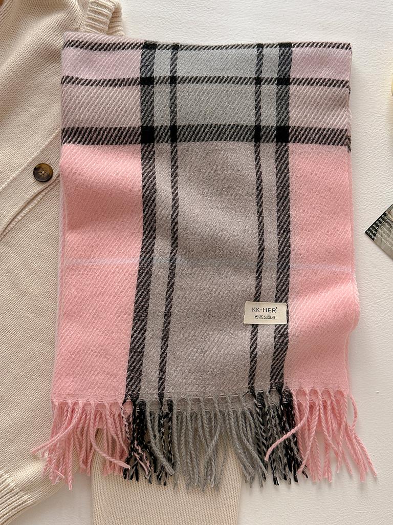 Plaid Long Scarf Winter Warm Imitation Cashmere Women Pashmina Foulard Bandana Scarves Female Luxury Hijab Tassel Shawl Wraps