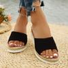 Large size summer slippers women's wear new fashion one-word slope heel cool slippers