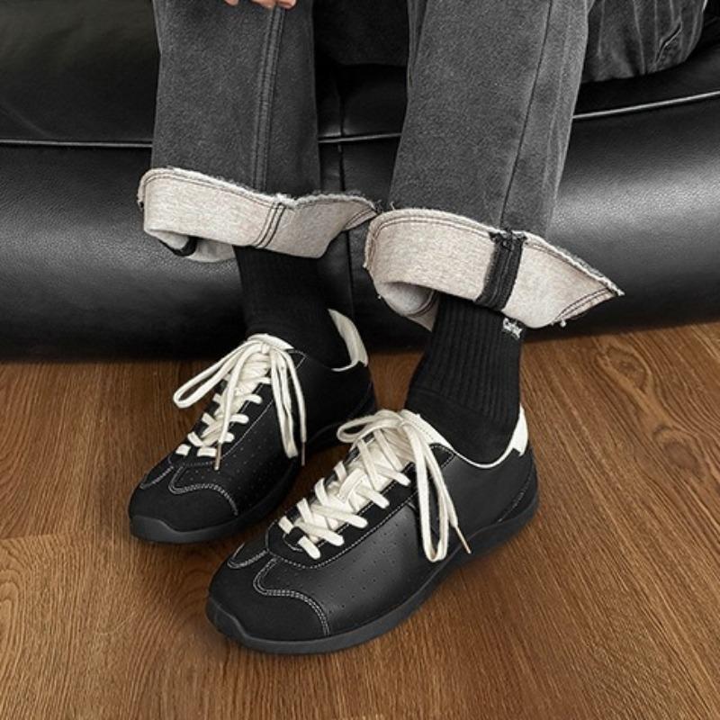 Fashion Niche Design Ballet Style Soft Soled Men's Low Top Casual Shoes 2025 Autumn New Color Block Retro Comfortable Versatile sneakers