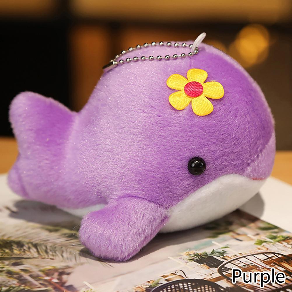 Dolphin Plush Toy with Flower Cute Ocean Fish Toys Key Chain Pendant Gifts for Children Kids Toy Wedding Gifts