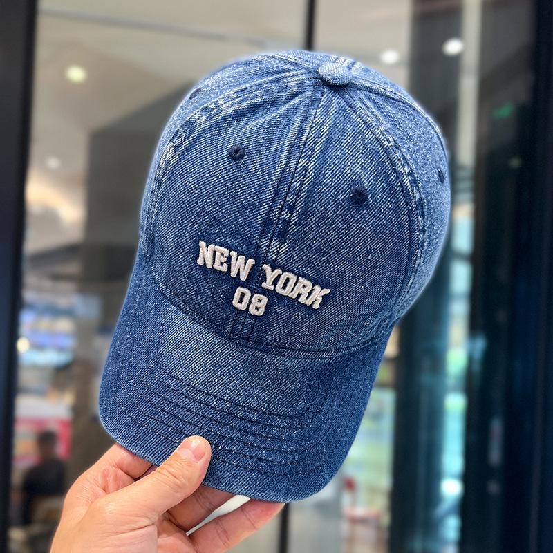 Letter Embroidery Washed Denim Cap Men's and Women's Spring and Summer Versatile Sun Hat Fashion Baseball Cap
