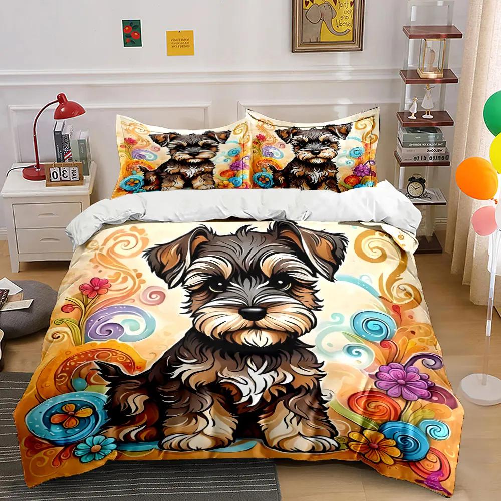Colorful Dog Decor Set Soft Comfortable Duvet Cover Bedding Set Included 1*Duvet Cover & 2*Pillowcases gift
