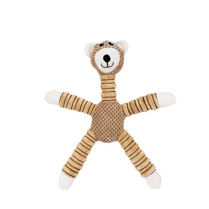 

Stuffed Bear Squeaky Dog Toy, Interactive Crinkle Plush Pet Chew Toy for Small Medium Dogs, Durable Teeth Cleaning Puppy Toy коричневый