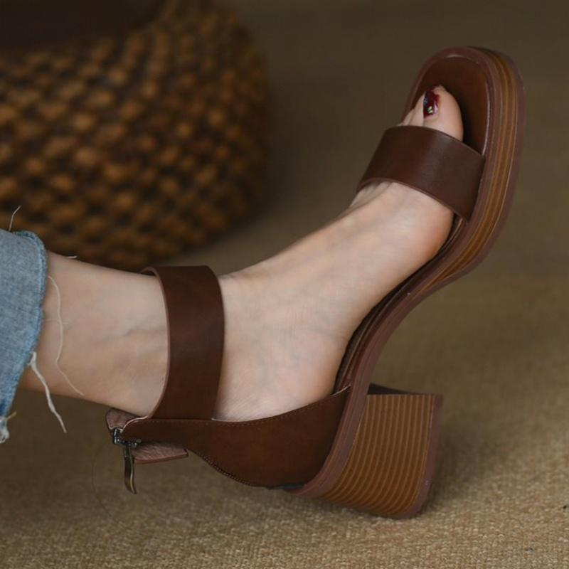 Fashion 2025 sandalias de mujer Women Sandals Low Heels Basic Genuine Leather Office Ladies Casual Outdoor Shoes Woman Concise