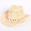 Popular sombrero de vaquero occidental hueco clásico europeo y americano, moda para hombre y mujer, sombrero de paja transpirable para vacaciones, protección solar