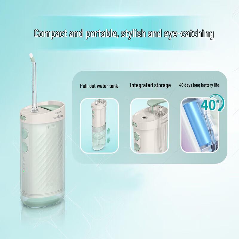 Philips Retractable Portable Water Flosser HX3331/02 CN plug (adapter included)