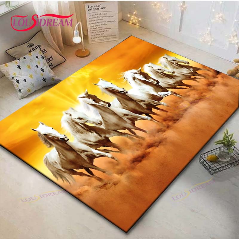 Hot Fashion Classical Galloping Horses Printed Carpet Outdoor Rug Area Rug Non-slip Carpet Bedroom Decor Carpet for Room Gift