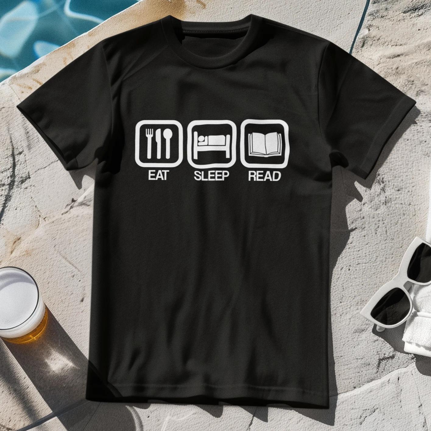 EAT SLEEP READ T-Shirt - reading reader book love writing author gift love story S
