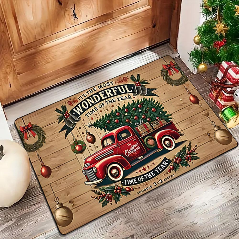 Christmas Carpet Decoration Cartoon Dwarf Door Mat Snowman Gingerbread Entrance Welcome Mat Indoor Outdoor Absorbent Xmas Mat