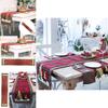 Charming Christmas Table Flag Stylish Plaid Fabric Embroidered Table Decor For Holiday Gatherings