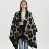 European and American Style Women's Scarf Fashion Leopard Shawl Autumn and Winter Pashmina Large Split Cape Thicken Warm Cloak