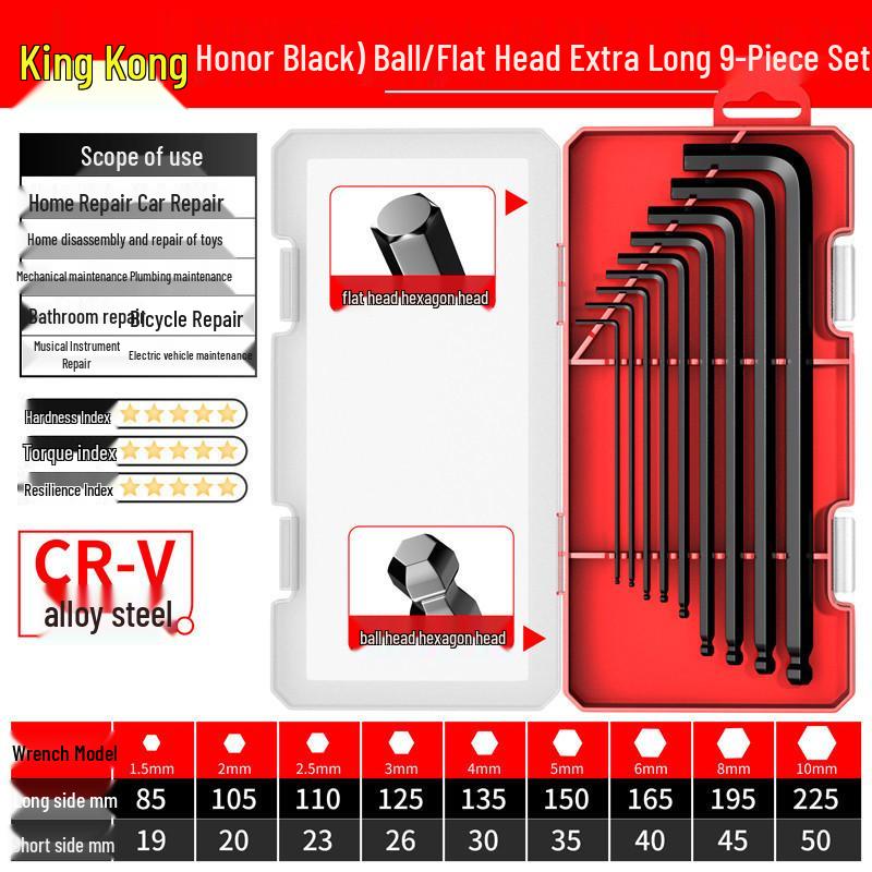 Erweitertes Mattes Sechskant-Kugelkopfeinsatz-Torx- und metrisches Schraubenschlüsselset