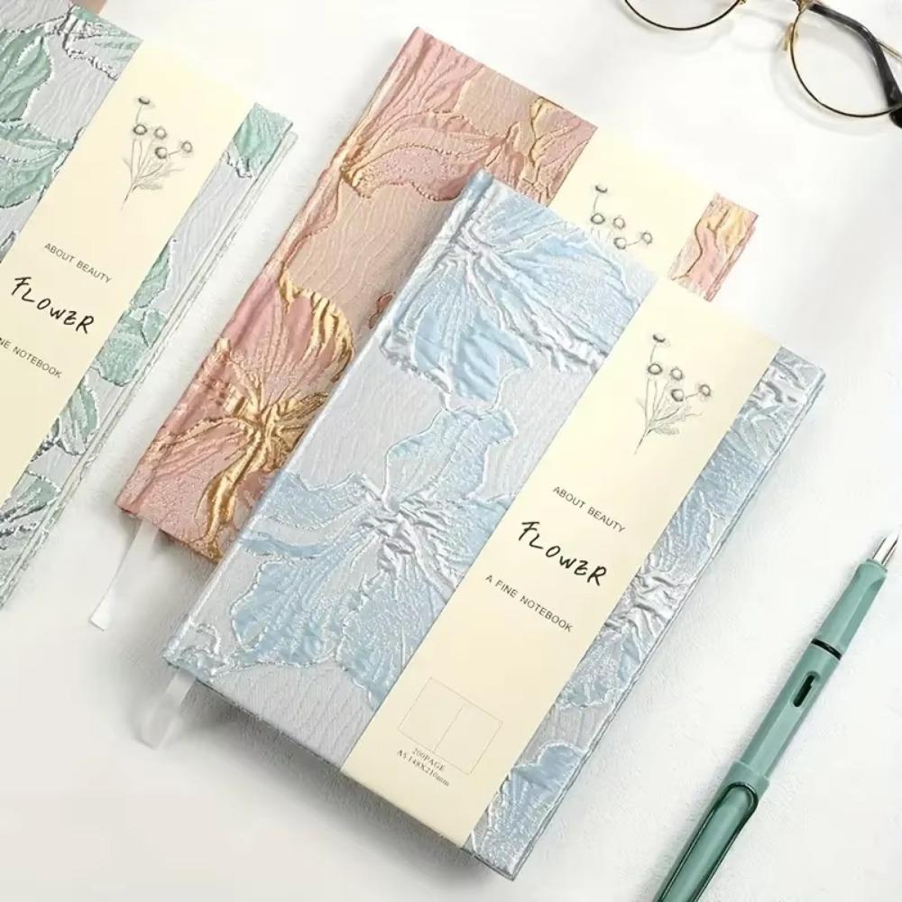 Embossed Lily Hand Account Book A5 Notepad Creative Hardcover Notebook  Student Stationery