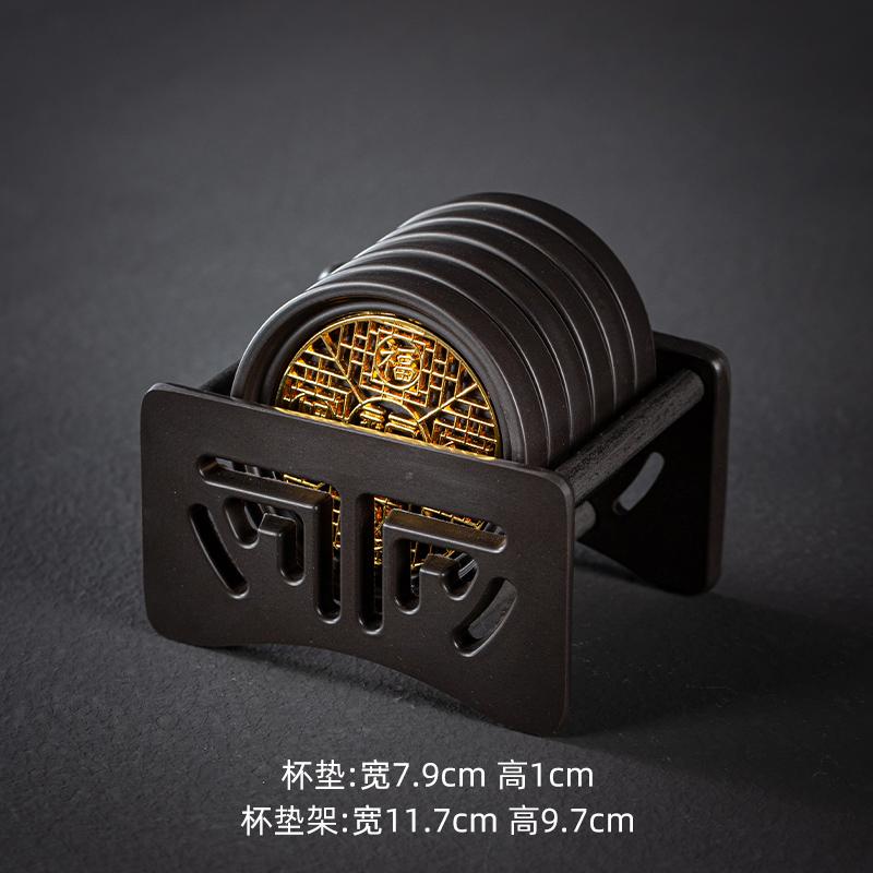 Electric Wood Tea Cup Mat Circular Japanese Retro Zen Tea Ceremony Kung Fu Teacup Holder Desktop Insulation Mat Tea Holder