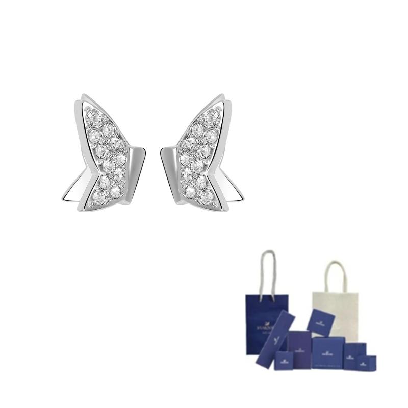 Swarovski Crystal Stud Earrings Womens Silver