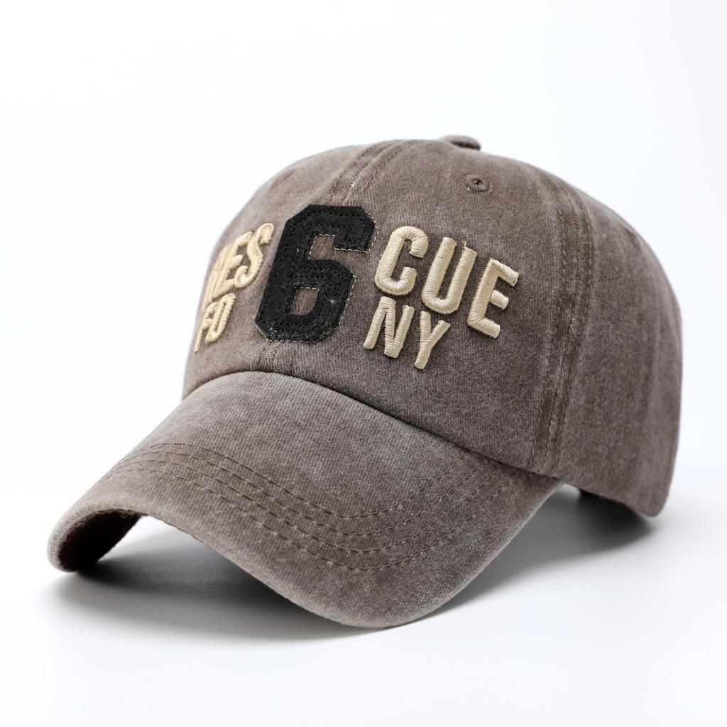 Letter American baseball cap women's summer big brim washed old retro cap men's soft top showing face small hat