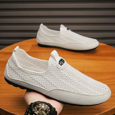 Chaussures pour hommes été maille creuse respirante fines conduite chaussures en maille une pédale sport loisirs chaussures tendance Doudou hommes