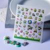 Cute Mochi Frog 5D Waterproof Nail Stickers - Embossed Green Bean Design for Nail Art