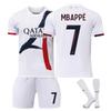 Tinédzserek Gyerekek Felnőttek Egyedi Név Futball Mezek 24/25 PSG Idegenbeli #7 Mbappé Sport Edző Mezes Szett Zoknival